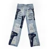 Women's Jeans High Street Knife Cut Damage Patch Cloth Hole Splice Men And Women Hip Hop Straight Leg Baggy Y2k Pants