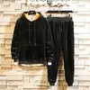 Men's Tracksuits New Men and Women Winter Warm Hoodies Gold Velvet Two Piece Set G221011