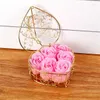 Decoratieve bloemen 6 pc's/Set Rose Soap Flower Gift Box Gold-Pated Iron Basket Artificial Roses Creative Valentine's Day Wedding Geur