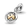 925 Sterling Silver Dangle Charme Mulheres Mertes de Alta qualidade Presente de joias por atacado de dois tons Spinning Swan Fish Dangle Bad Fit Pandora Bracelet Diy