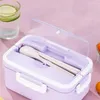 Ensembles de vaisselle Boîte à lunch pour micro-ondes de style japonais Étudiant Employé de bureau Bento Conteneurs écologiques avec sac isolant pour tasse à soupe