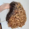 Bling Hair kurze Perücken menschliche lockige Pixie-Schnitt-Perücke 13 x 1 transparente Spitze vorgezupfter Haaransatz