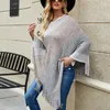 Kadın Sweaters 2022 Pubsel Poncho Kadınlar Çizgili Gevşek Örme Süveter Şal Kazak Ladies Kış Giysileri Pelerinler İçin