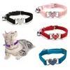 Collari per cani Collare per gatti con ciondolo a forma di cuore con strass Sicurezza regolabile con morbido materiale in velluto 8 colori Prodotto per animali domestici piccolo