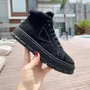 2022 designer snow boots womens fashion soft leather flat bottomed girls casual shoes winter black leather shoes wool Boots size Bare boots Women 35-42