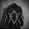 Męskie bluzy z kapturem duże rozmiary pullover bluzę męską bawełniane geometryczne druk pasiastki Crewneck duże bluzy męskie topy mody streetwearu 8xl