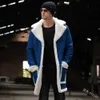 S-5XL 패션 겨울 울 블렌드 남성용 모피 칼라 재킷 따뜻한 싱글 버튼 긴 소매 두껍게 플러스 크기 긴 코트 D3743#