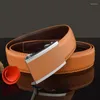 B￤lten av h￶g kvalitet 2,8 cm r￶tt b￤lte m￤n l￤der automatisk sp￤nne modedesigner bl￥ case ceinture