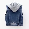 Gilet en Denim pour femmes, gilet fin à capuche et court pour étudiantes, version coréenne, nouveau style, printemps et automne