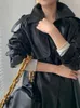 Женские траншеи Coats Nicemix Кожаный пальто 2022 Весна осень Британская винтажная мотоциклетная куртка средней длины талии PU