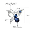 Brooches LEEKER Lovely Silver Color Animal Blue Cubic Zirconia Pins For Women Banquet Weddings Jewelry LK3