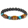 Strand Fashion Square Tiger Eye Beads Bracelet Men 8mm Lava Volcanic Stone Beaded Charm Energy Healthy Jewelry Homme Gifts