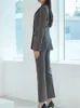 Женские костюмы Blazers Fashion Elegant Business Women Женщины брюки с длинным рукавом Blazer High The Cust Bants Ol стиль женский 2 штуки устанавливает повседневные наряды 221008