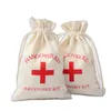 Gift Wrap 10050pcs Hangover Kit Bags Wedding Favor Holder Bag Red Cross Cotton Linen Recovery Event Party Supplier4734043