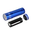 Nyhetsobjekt 9LED MINI ALUMINIUM UV Ultra Violet 9 LED -ficklampa Blacklight Torch Light Lamp 50st