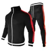 Tracksuits voor heren Men Tracksuit Casual merk Hoodies Sets ritsjack Piecepants gestreepte sportschool Sportpak Male hiphop streetwear G221010