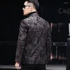 Herrdr￤kter varum￤rke Real Leather Jacket Men mode 2022 Office Single Breasted Sheepskin Blazer Casual Printed Suit Plus Size 4xl