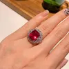 Klusterringar 2022 Trend 10 12mm Ruby Emerald Sapphire Paraiba Tourmaline for Women Vintage Gemstone Party Fine Jewelry Anniversary Gift