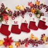 Kerstsneeuwvlok Knitting Rode Letter Sokken Hangen Kerst Tree Decoratie Home Decoratie geschenken