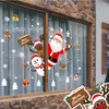 Adesivos de janela desenho animado natal para exibição removível Santa cláusula de neve decoração decalque adesivo de pvc ano de vidro mural