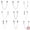 925 Sterling Silver Dangle Charm Femmes Perles Haute Qualité Bijoux Cadeau En Gros Étincelle Fleur Sécurité Chaîne Perle Fit Pandora Bracelet DIY