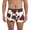 Onderbroek bruin koe print patroon ondergoed esthetisch mooo grafisch dier 3d zak trenky trunk printing bokser brief grappige mannen slipje