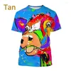 Herr t-skjortor 2022 est oljem￥lning ko 3d tryck t-shirt personlighet djur ansikte unisex hip-hop hajuku kort￤rmad