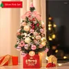 Рождественские украшения розовое красное дерево 60 см мини -искусственное светодиодное светодиодное светодиод