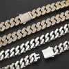 16mm 16-24inch bling CZ Iced Out Miami Cuban Rink Chain Mens White Yellow Gold Cains Shicay Netclace Bracelet Mashing Hip Hop Jewelry