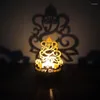 Candle Holders Religious Metal Holder Creative Hollow Statue Projection Decoration Muslim Eid Candlestick For Home Festival