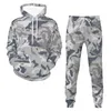 Männer Trainingsanzüge D Camouflage Print Hoodies Sets Zwei Stück Set Männer Frauen Sweatshirt Hosen Herbst Winter Sportswear Kleidung G221010