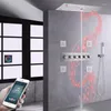 Ensembles de douche de salle de bains, mélangeur thermostatique LED en Nickel brossé, robinet de tête de jeu de musique, ensemble de pluie multifonction