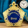 Pocket Watches Luxury Gold Mönster Oregelbundet Pentagon Pendant Watch Men's Quartz Halsband Royal Clock Souvenir Presents