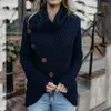 Sweaters de mujeres Mujeres Vintage de gran tamaño otoño invierno casual botón sólido grues