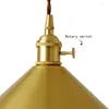 Pendant Lamps Vintage Copper Lamp Rotary Switch Gold Triangle Pot Restaurant Milk Tea Shop Simple Lighting Fixtures E27