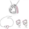 Orecchini di collana set Braccialetti a doppio cuore Braccialetti Fashion Charm Amante di qualità Rhinestones Wedding Girl Summer Summer