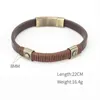 Charm Bracelets Retro Brushed Stainless Steel Bracelet Men And Women Brown Leather Wristband Vintage Gold Fashion Jewelry Accessories