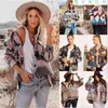 Women's Jackets Vintage Jacket Women Splicing Loose Jacket Denim Print Aztec Retro Ethnic Style Long Sleeved Shirt Streetwear Female Goth Coat T221008