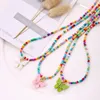 Collier de perles de rocaille arc-en-ciel avec pendentif papillon pour femmes, style Boho, fait à la main, multicolore, beaux bijoux