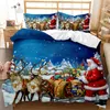 Housse de couette de Noël 3 pièces ensemble de literie père Noël Twin King Faux bonhomme de neige dessin animé housse de couette avec taies d'oreiller Textiles de lit à la maison