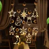 LED Christmas Lights Snowman Bell Elk Window Suction Cup Lamp Xmas Atmosphere Decoration Hanging Lamp gifts