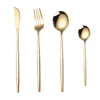 Golden Silver Western Dinnerware Durable Stainless Steel Flatware Knife Fork Soup Dessert Ice Cream Spoon Teaspoon Cutlery Tableware Home Restaurant SN6831