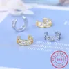 Pendientes traseros LEKANI minimalistas de Plata de Ley 925, Clip de oreja de doble cubierta para mujeres sin pendientes perforantes, joyería DA947