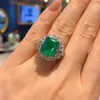 Klusterringar 2022 Trend 10 12mm Ruby Emerald Sapphire Paraiba Tourmaline for Women Vintage Gemstone Party Fine Jewelry Anniversary Gift