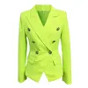 Costumes pour femmes Blazers Fluorescent Vert Jaune Blazer Femmes Designer Bureau Formel Boutons À Double Boutonnage Blazers Veste De Haute Qualité Drop 221008