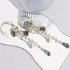Baumeln Ohrringe Lifefontier Koreanische Elegante Grüne Kristall Perle Lange Quaste Für Frauen Blume Blütenblatt Tropfen Hochzeit Schmuck