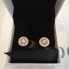 Rose Gold Vintage Circle Stud Örhängen 925 Sterling Silver Bröllopssmycken För Kvinnor Flickor med Original Box Set för Pandora CZ diamant Förlovningsgåvor Örhänge