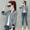 Vestes Femmes Casual Plaid Baseball Veste Femmes Vintage Mince Chaquetas Mujer 2022 Printemps Recadrée Vestes Nouveau Noir Blanc Cardigan À Fermeture Éclair T221008