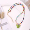 Collier de perles de rocaille arc-en-ciel avec pendentif papillon pour femmes, style Boho, fait à la main, multicolore, beaux bijoux