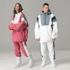 Kayak Takımları Kalın Sıcak Kayak Takım Kadın Erkekler Su Geçirmez Rüzgar Geçirmez Çift Snowboarding Ceket Pantolon Set Kadın Kar Kostümleri Açık Mekan UNISEX 221008